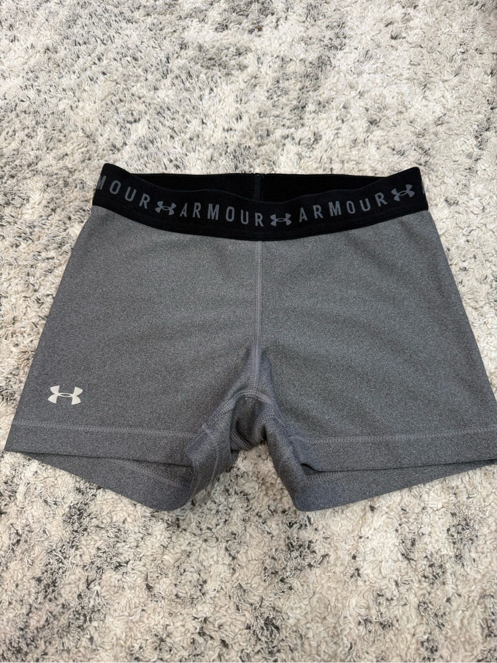 Under Armour Women's Gray Performance Bike Shorts with Black Waistband